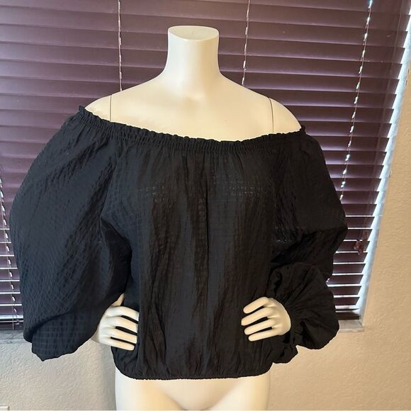 Free‎ People Alicia Top in Black Size Small Oversized Balloon Sleeve - Picture 14 of 16